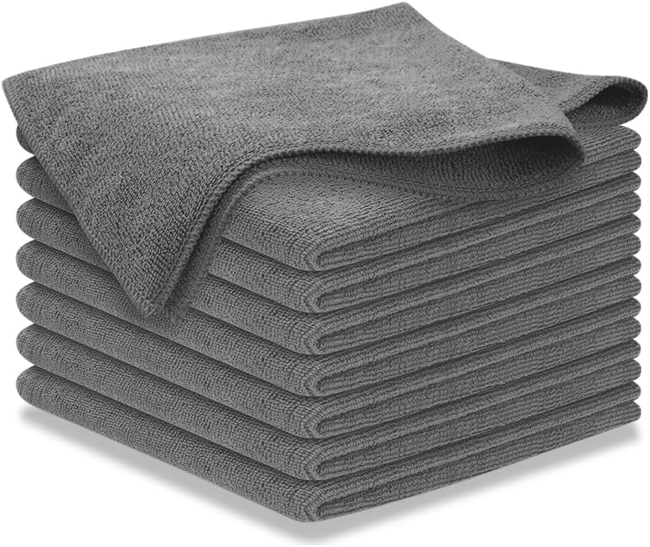 Main product image of Microfiber Cleaning Cloths, Grey, 8-Pack, 12.5x12.5 in