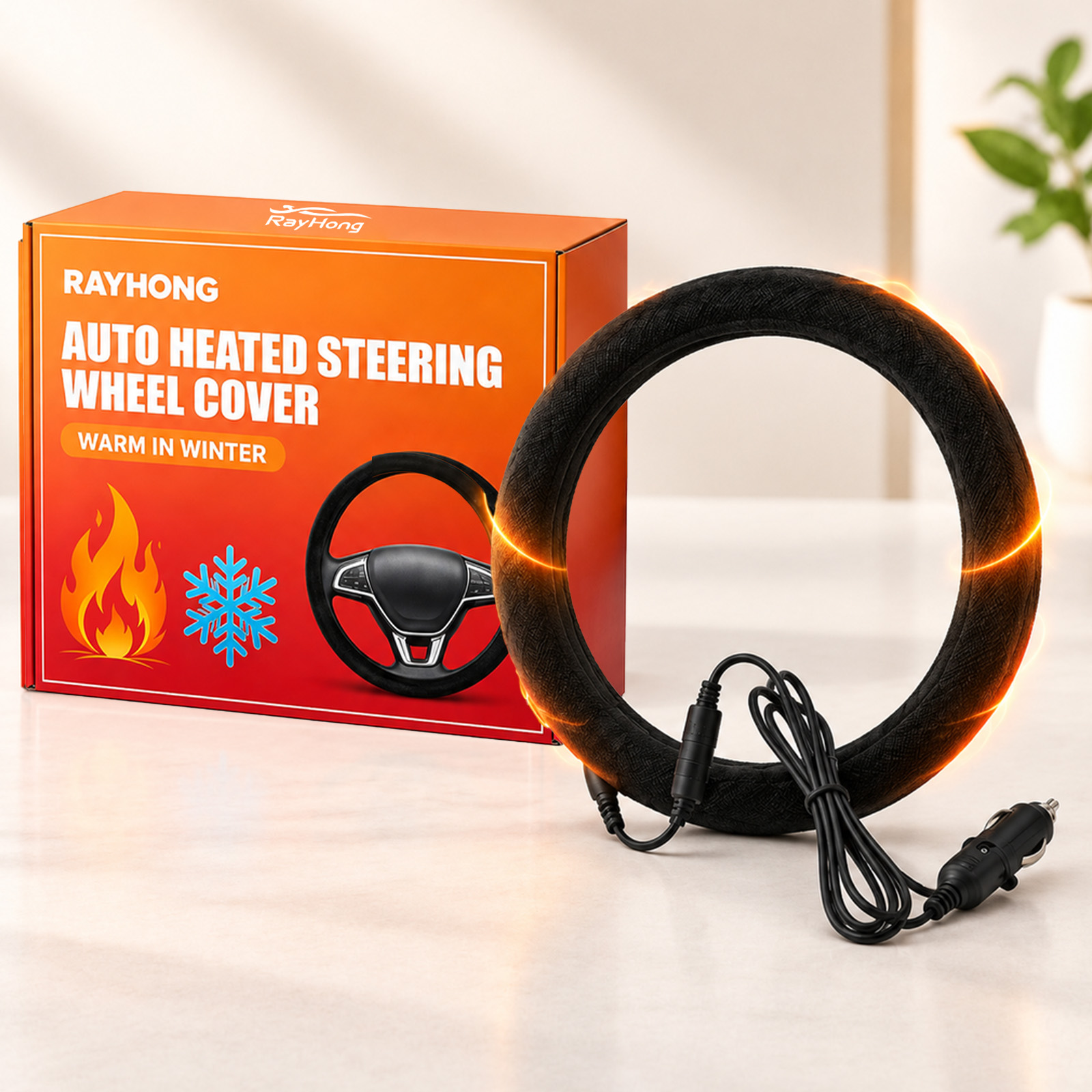 Main product image of Universal Heated Steering Wheel Cover, Low-Temperature Heating Fiber
