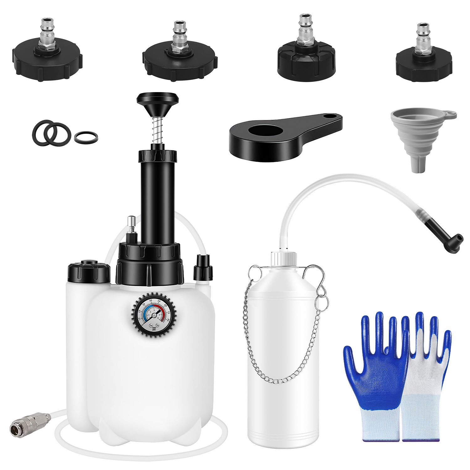 Main product image of 3L Manual Brake Bleeder Kit, Vacuum Pump, 1L Waste Bottle, 4 Adapters