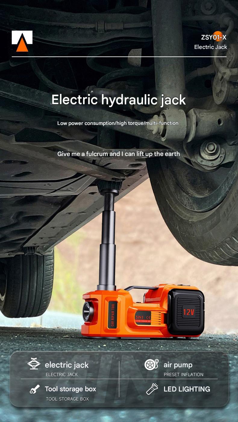 Main product image of 12V Electric Hydraulic Jack and Tire Inflator 3-in-1 Tool