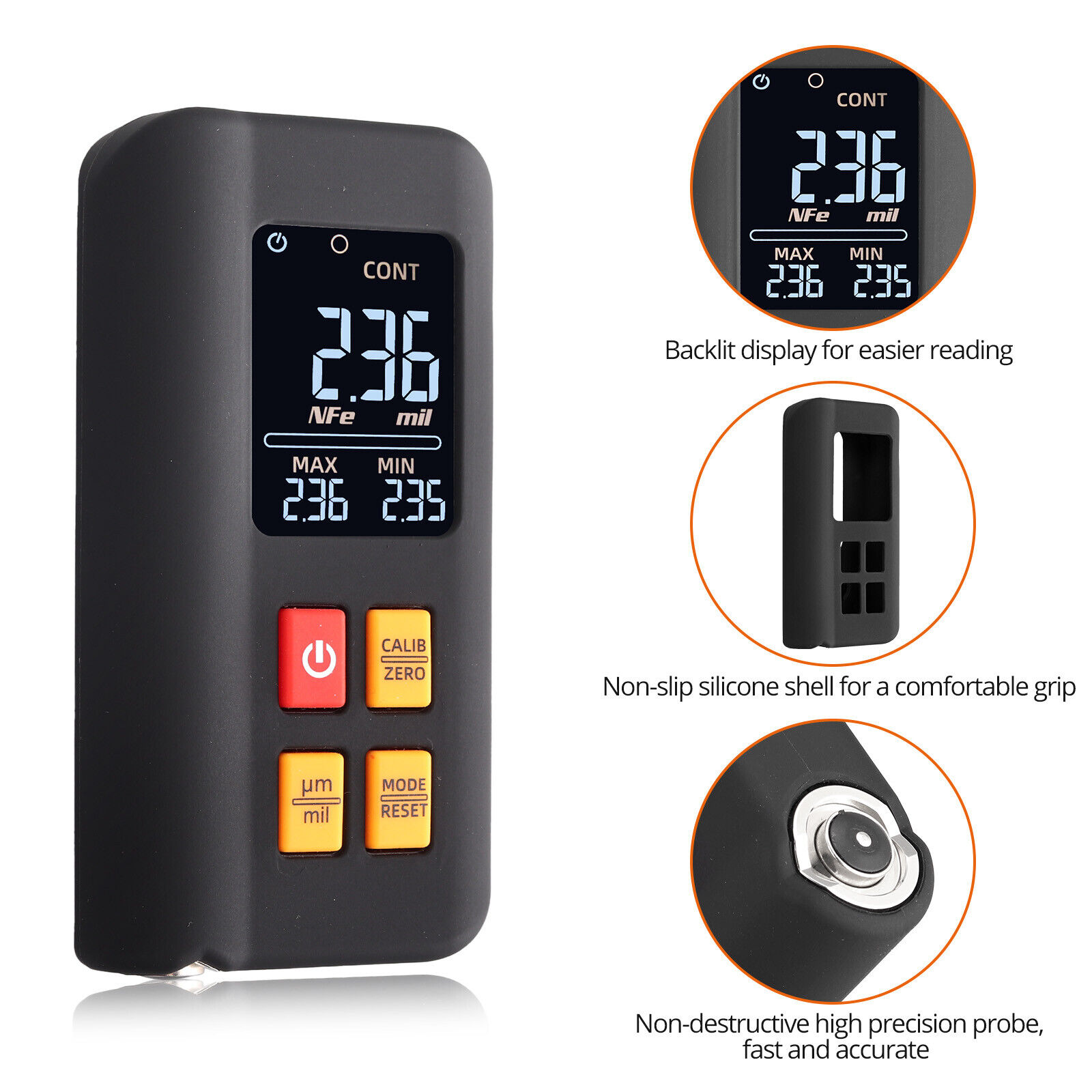 Main product image of LCD Digital Coating Thickness Gauge, Ferrous/Non-Ferrous Probe