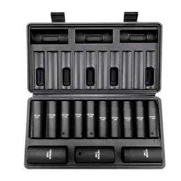Product image of 13 Pc. Drive Impact Deep Socket Set, Metric 10-24mm, 6 Point CR-V Steel, Storage Case
