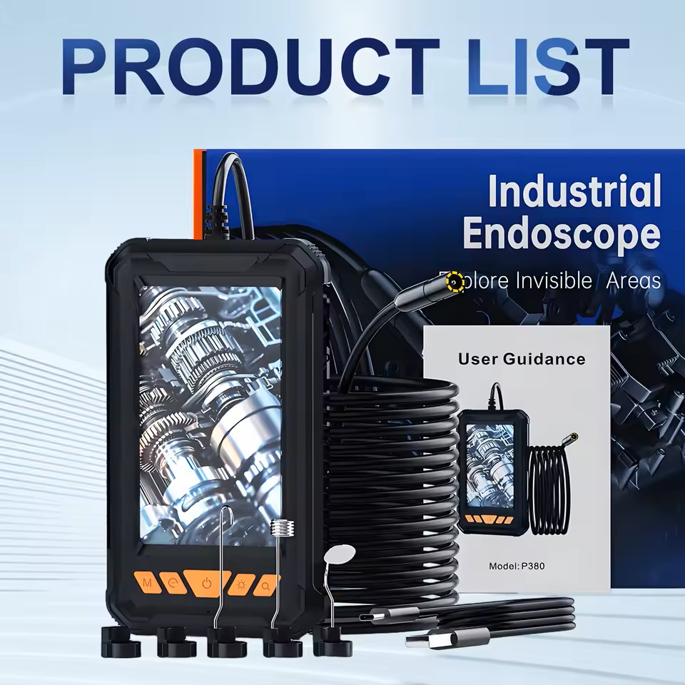 Main product image of Handheld Industrial Endoscope Camera, 4.3 Inch IPS Screen, IP67, 1080P, 8 LED, Semi-Rigid Cord Probe