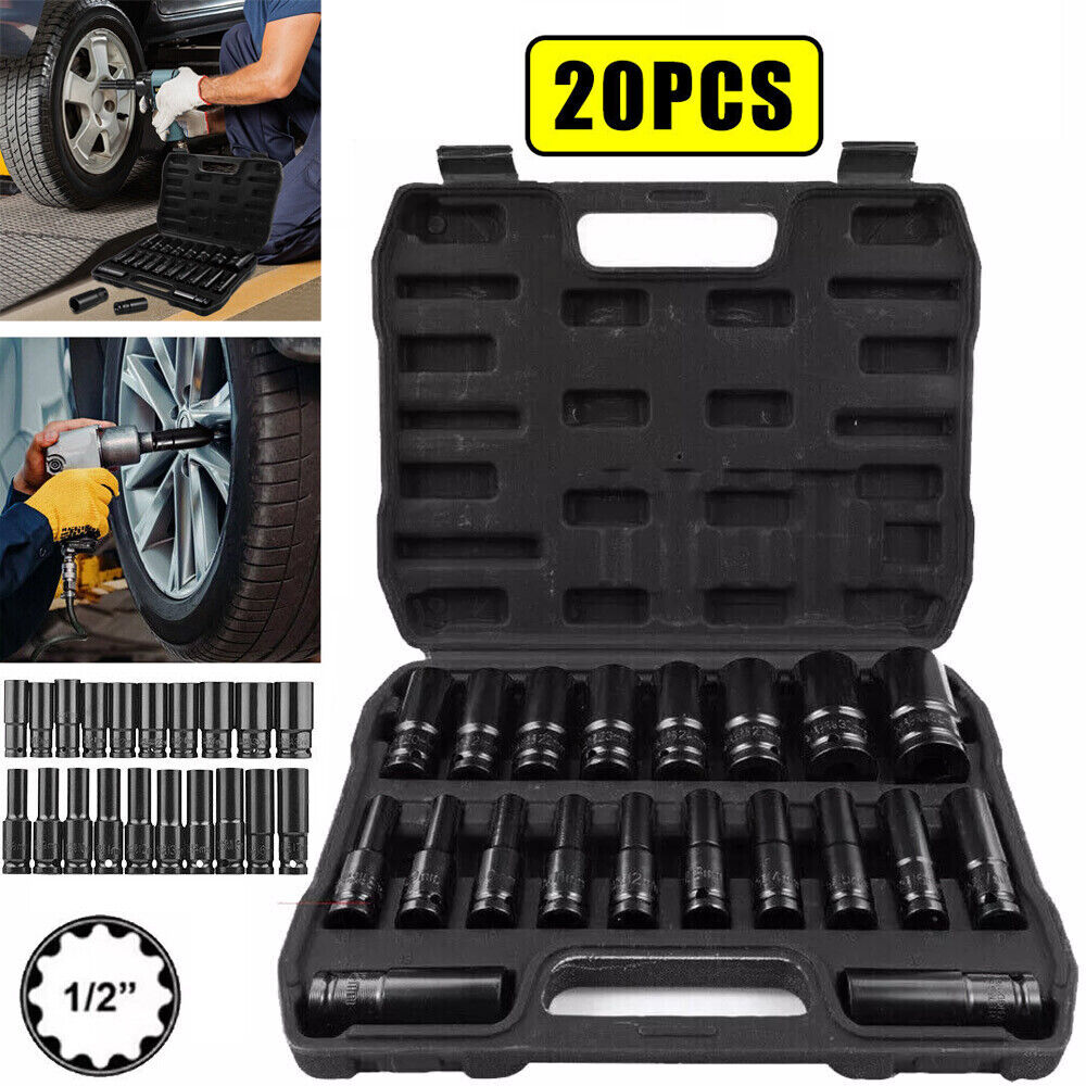 Main product image of 20-piece Deep Impact Socket Set, 1/2-inch Drive, Metric 8-32mm