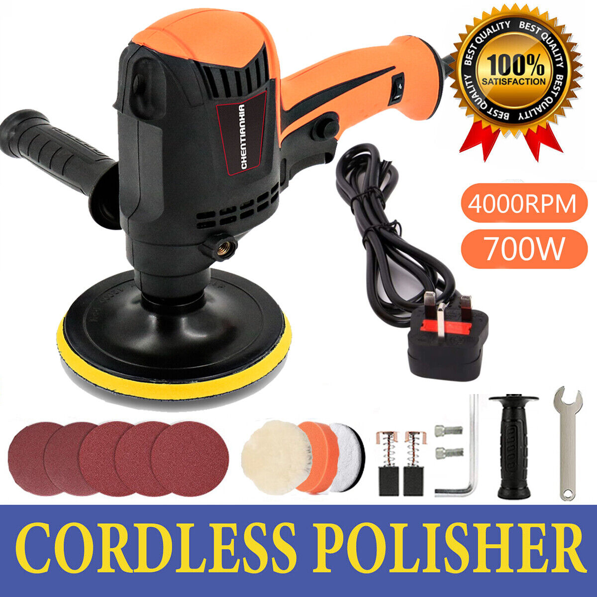 Main product image of 980W Car Polisher Buffer Sander, 6-Speed, 5-Pad Bonnet
