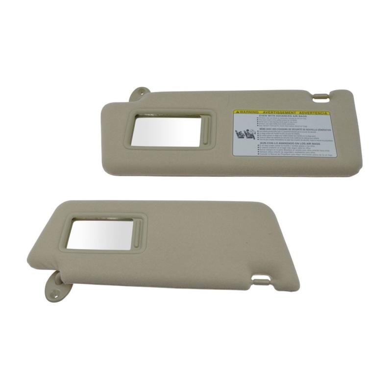 Main product image of Tan Cloth Sun Visor Pair with Integrated Mirror & Extension for 2005-2014 Tacoma