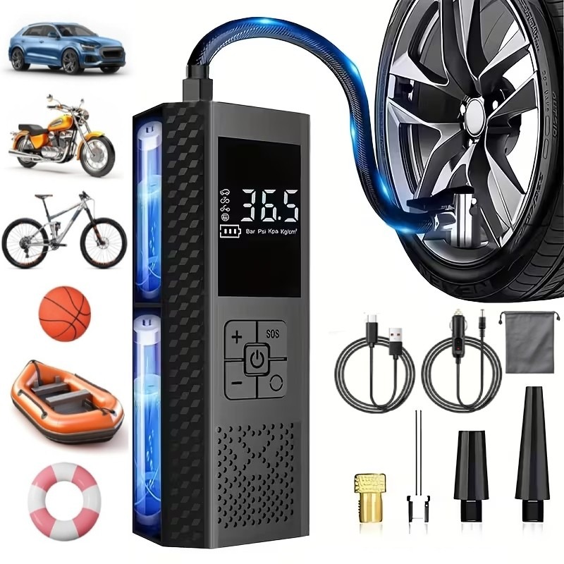 Main product image of Portable Electric Air Compressor, Tire Inflator for Car, Motorcycle, Bicycle
