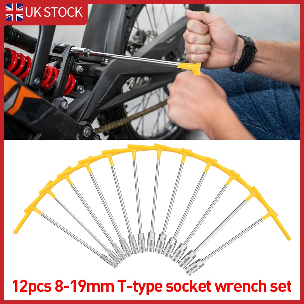 Main product image of 12-Piece Tee Handle Socket Wrench Set, Deep Long Reach, 8-19mm