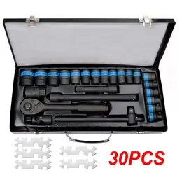 Product image of Ratchet Wrench Socket Set, 8-32mm Metric, with Extension Bar, Metal Case