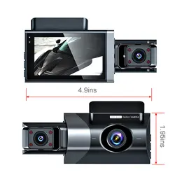 Product image of 1296P HD WiFi 3-Lens Dash Cam, Front and Rear Night Vision