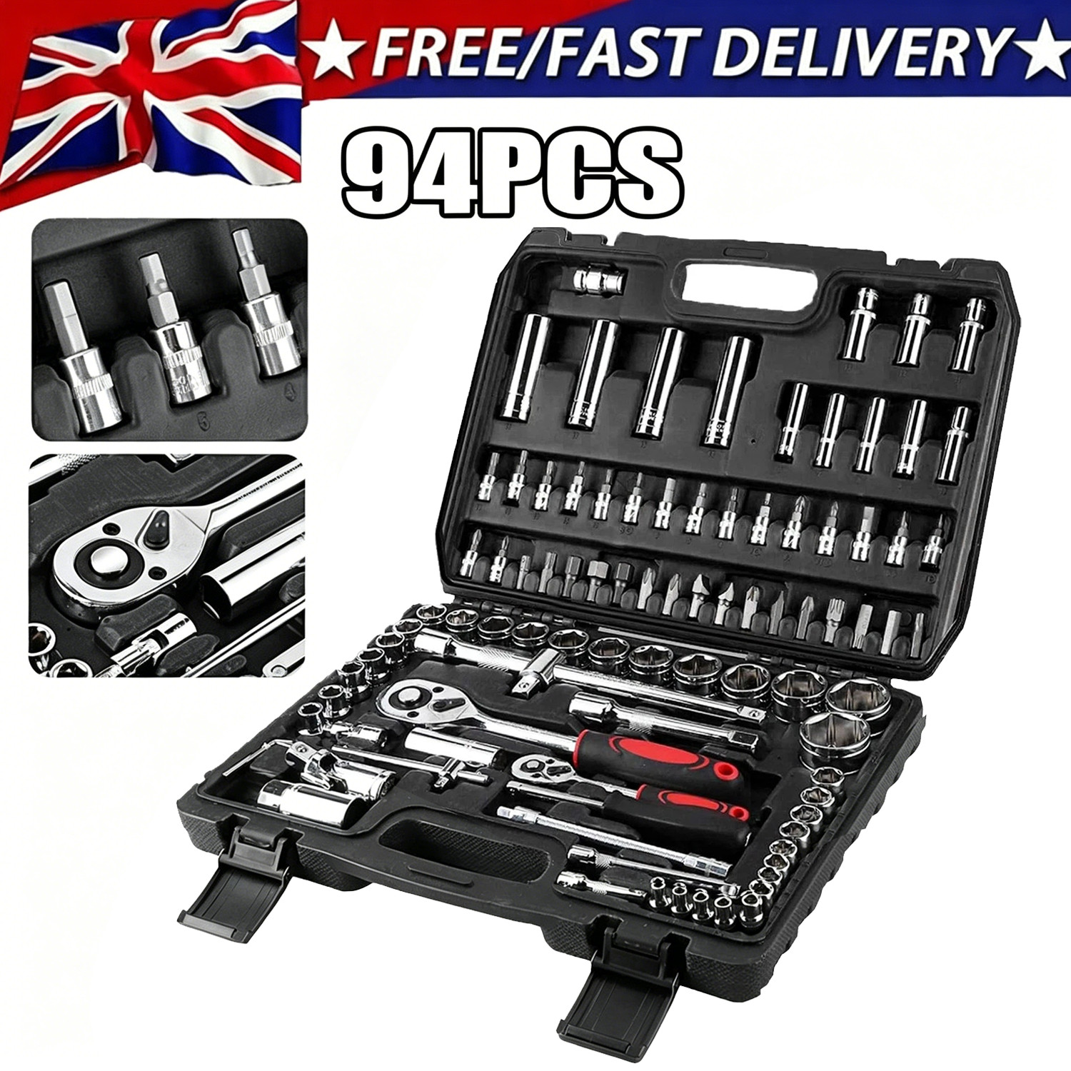 Main product image of 94 Piece 1/2 in. & 1/4 in. Drive Socket, Ratchet & Bit Set