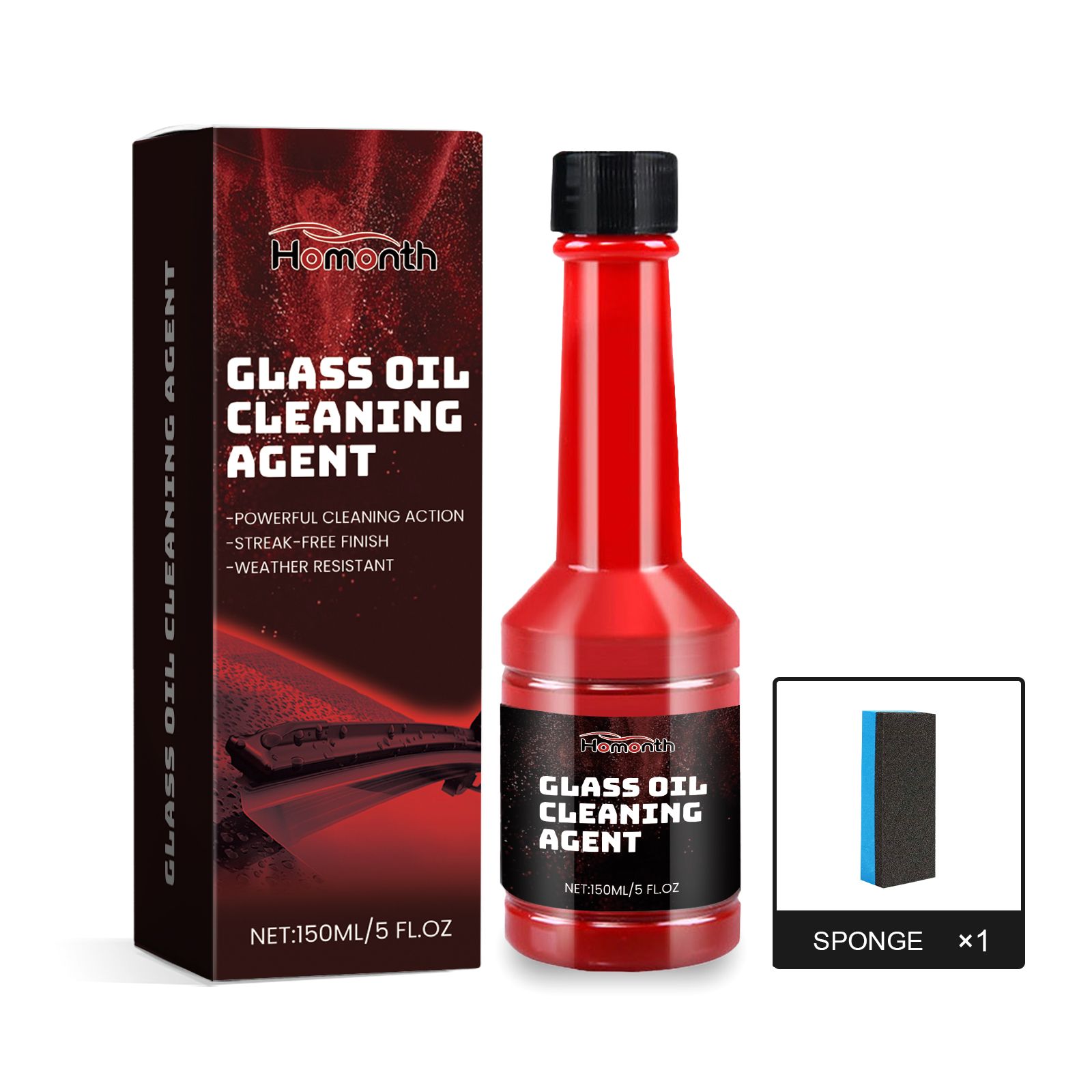 Main product image of HOMONTH Windshield Glass Treatment Liquid, 150 ml with Sponge