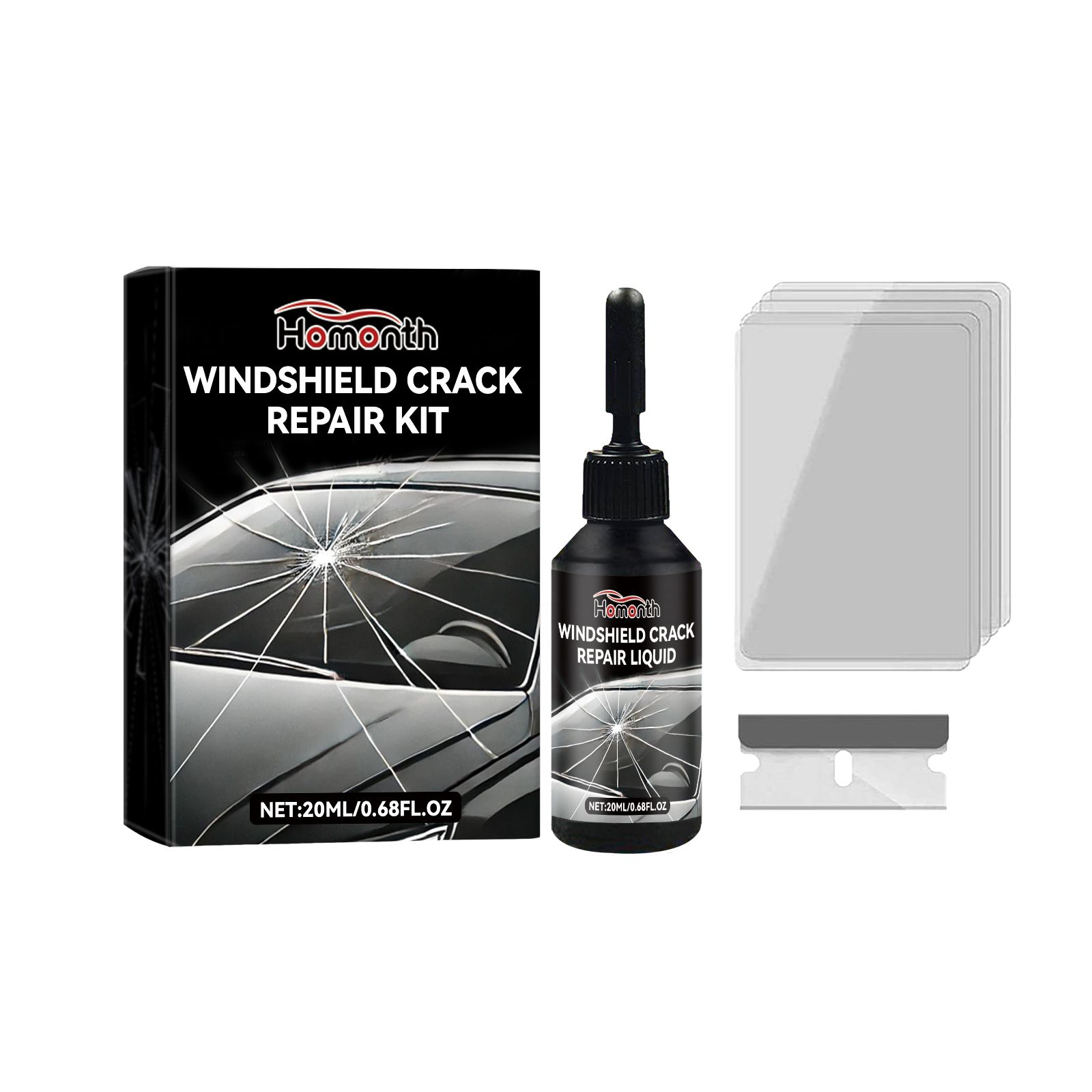 Main product image of HOMONTH Automotive Windshield Glass Repair Liquid, 20 ml Bottle