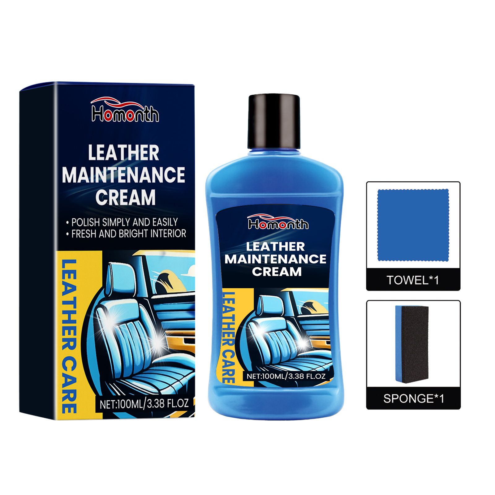 Main product image of HOMONTH Automotive Interior Leather Care Paste Kit, 100 ml