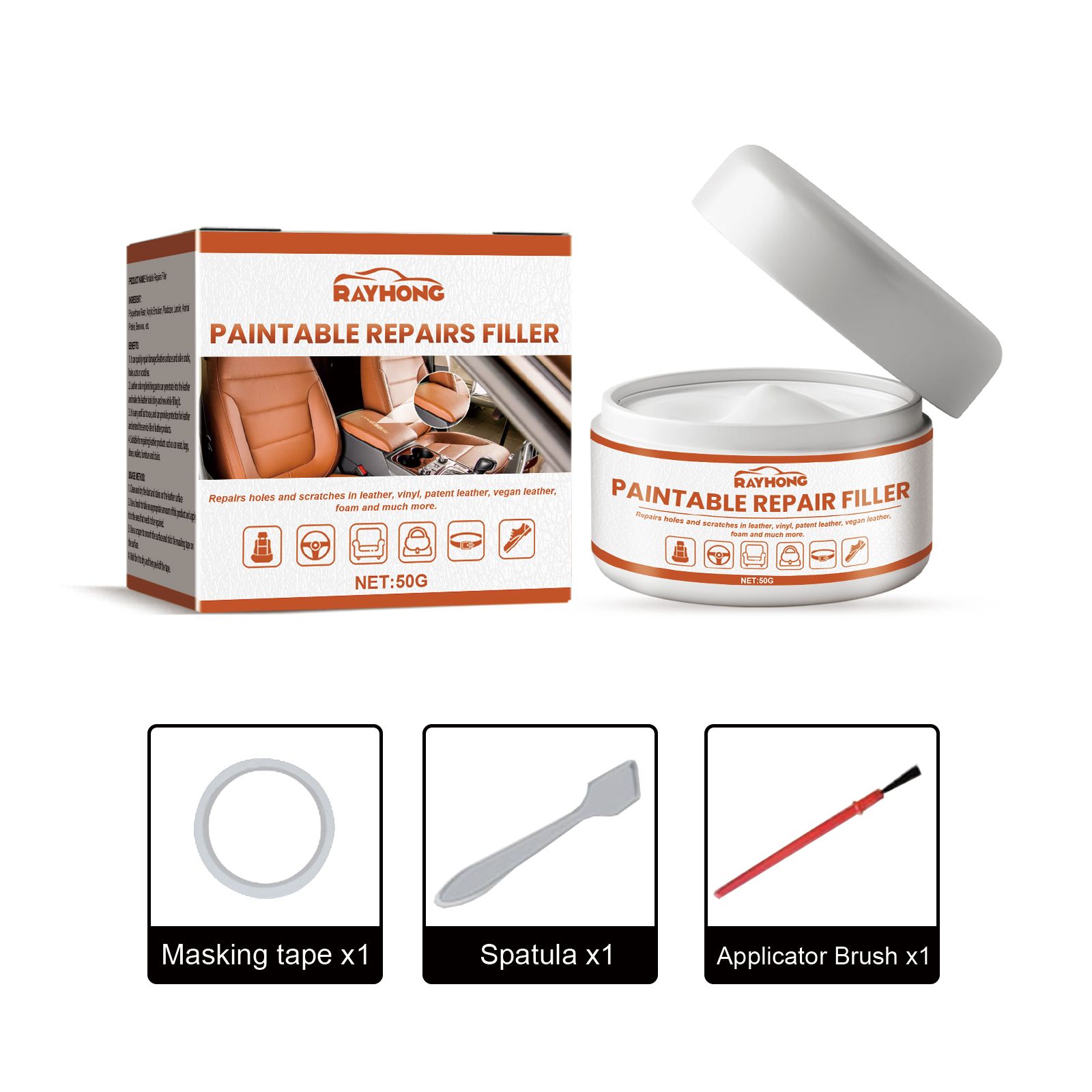 Main product image of RAYHONG Automotive Leather Filler Paste Repair Kit