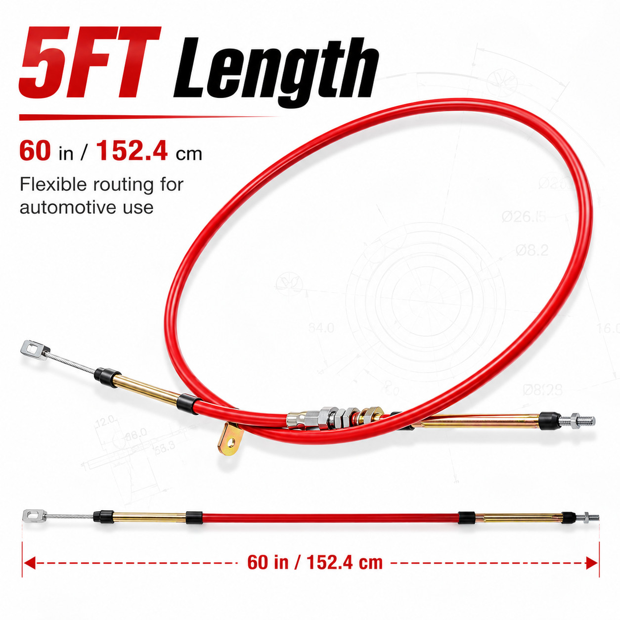 Main product image of 5FT Shifter Cable, AF72-1002, for B&M Shifters