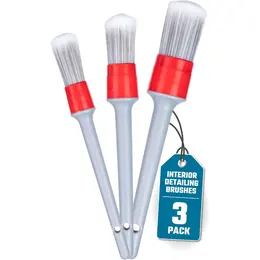 Product image of Automotive Interior Detailing Brush Set, 3-Piece, for Vehicle Cleaning