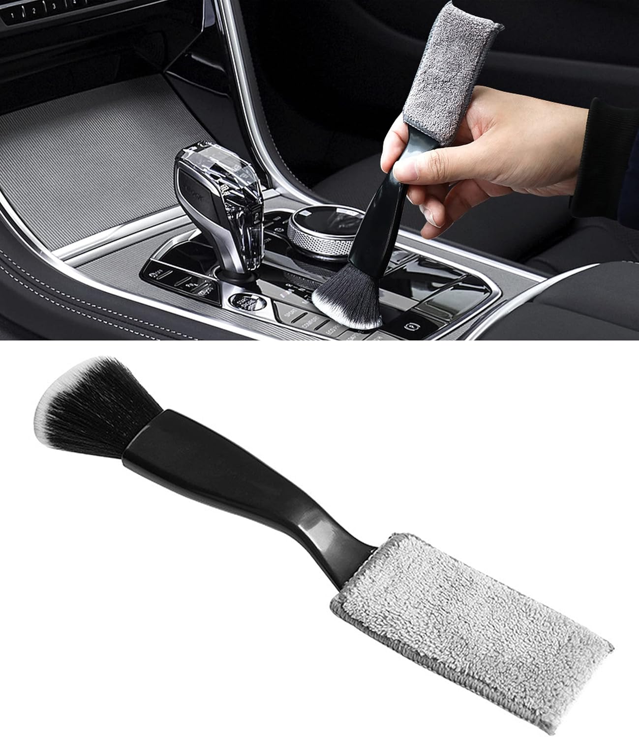Main product image of 2-in-1 Car Interior Duster Brush, Double Head for Auto Detailing, Black