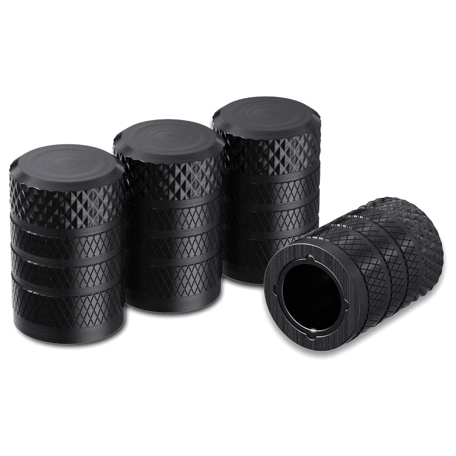 Main product image of Black Aluminum Tire Valve Stem Caps, Universal Fit, 4-Pack