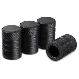 Product image of Black Aluminum Tire Valve Stem Caps, Universal Fit, 4-Pack