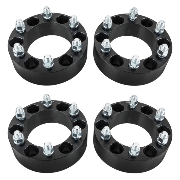 Main product image of 4pc 2in Black Wheel Spacers, 6x5.5/6x139.7, 108mm, 14x1.5 Studs for Chevy & GMC