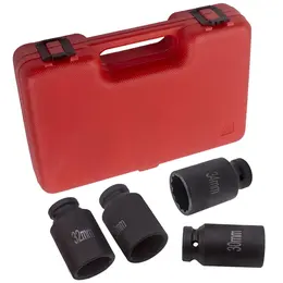 Product image of 4-Piece 1/2" Drive 12-Point Spindle Axle Nut Socket Set, 30-36mm