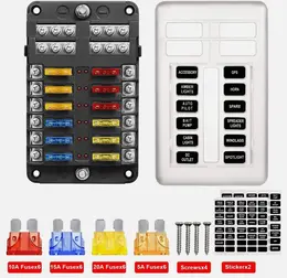 Product image of 12-Way Blade Fuse Box, 12V/24V, Automotive Marine Bus Bar