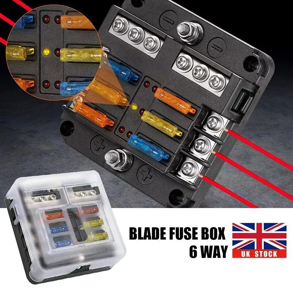 Main product image of 6-Way Blade Fuse Box, 12V/24V, Automotive and Marine