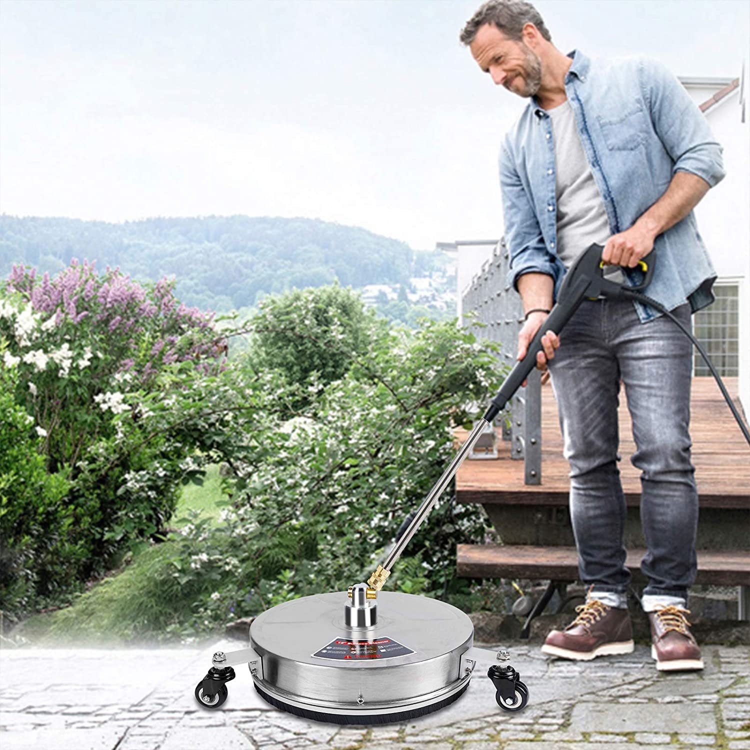 Main product image of Stainless Steel 3-Wheel Extended Pole High Pressure Floor Cleaner
