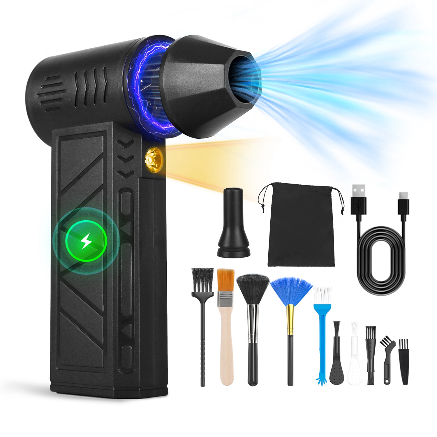 Main product image of Cordless Air Duster, 150,000 RPM, LED Light, 4-Speed, Rechargeable