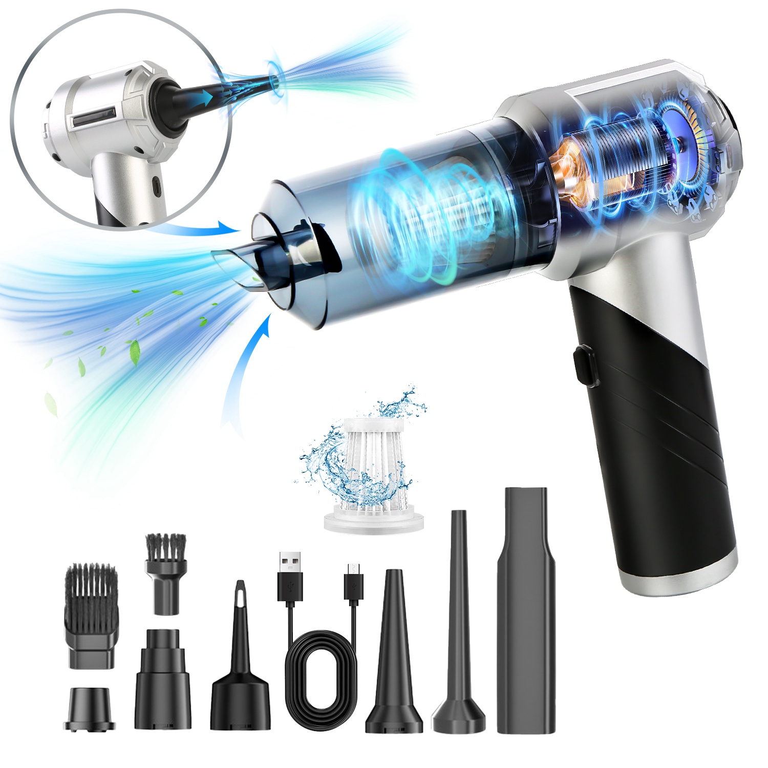 Main product image of Cordless Handheld Vacuum & Air Duster, 20000PA, Brushless, 3-Level Suction, Type-C