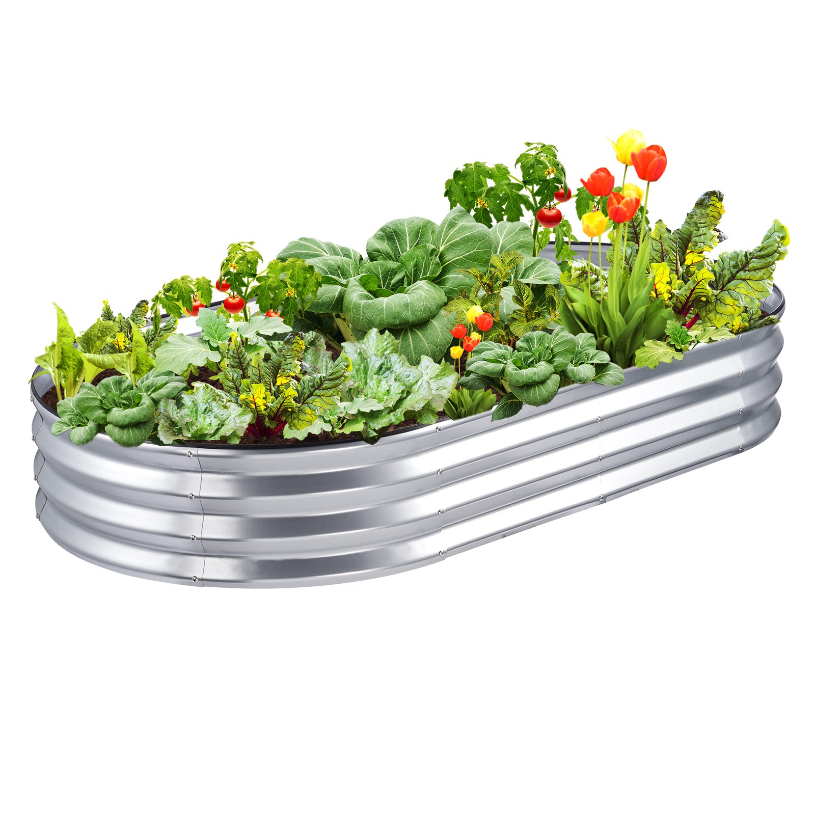 Main product image of Raised Garden Bed, 71.9 x 36.4 x 11 Inch, Galvanized Metal, Open Base, Silver