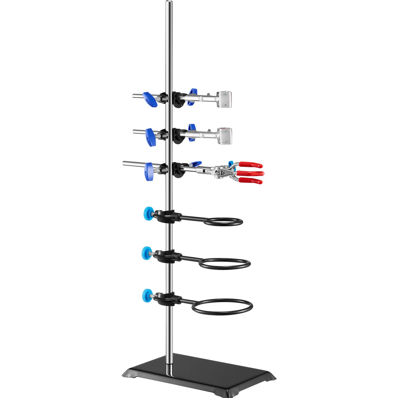 Main product image of Laboratory Retort Stand Set, 59.9 cm Rod, 21.1 x 13.5 cm Cast Iron Base, Assorted Clamps