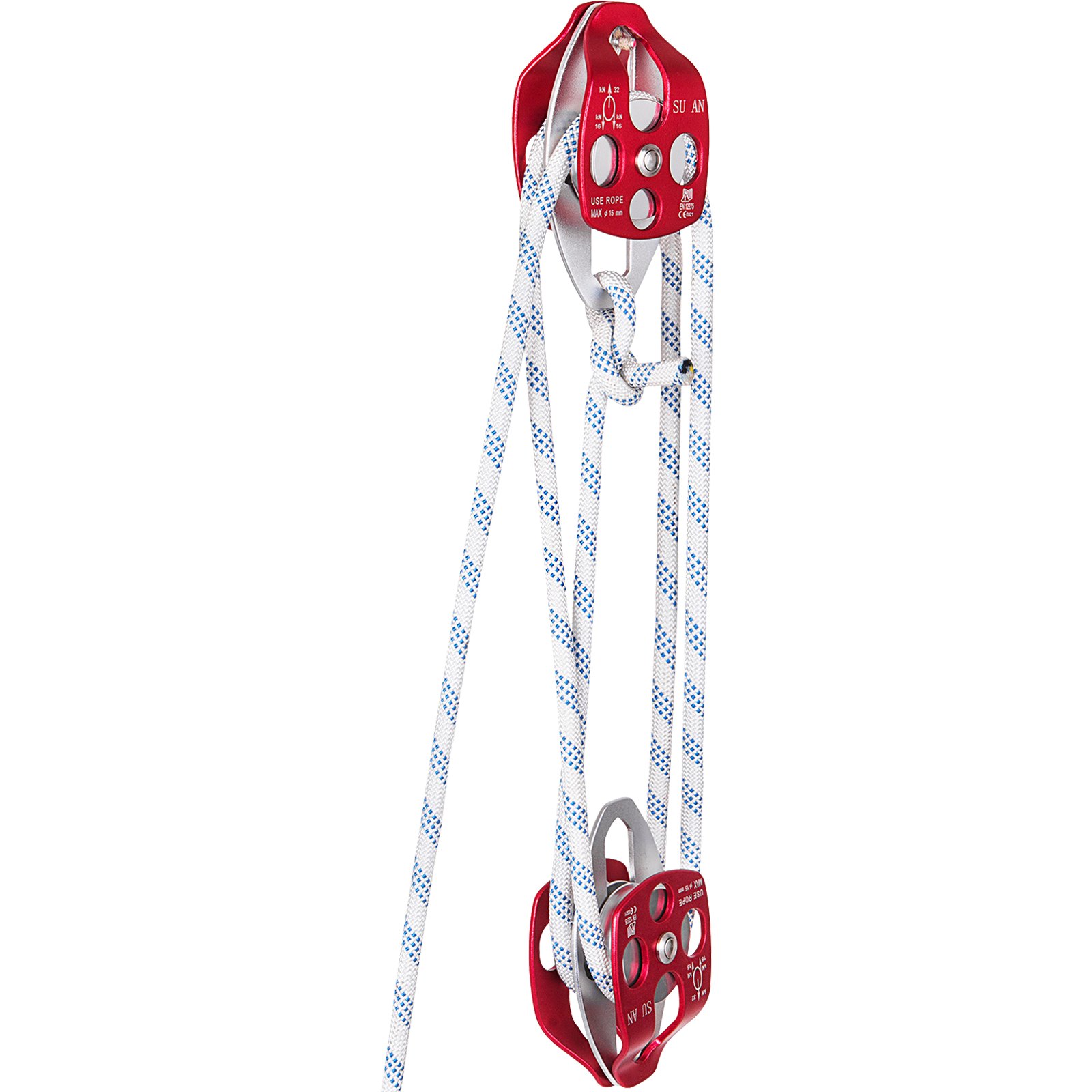Main product image of Twin Sheave Block and Tackle, 12 mm, with Braid Rope, 7700 lb Capacity