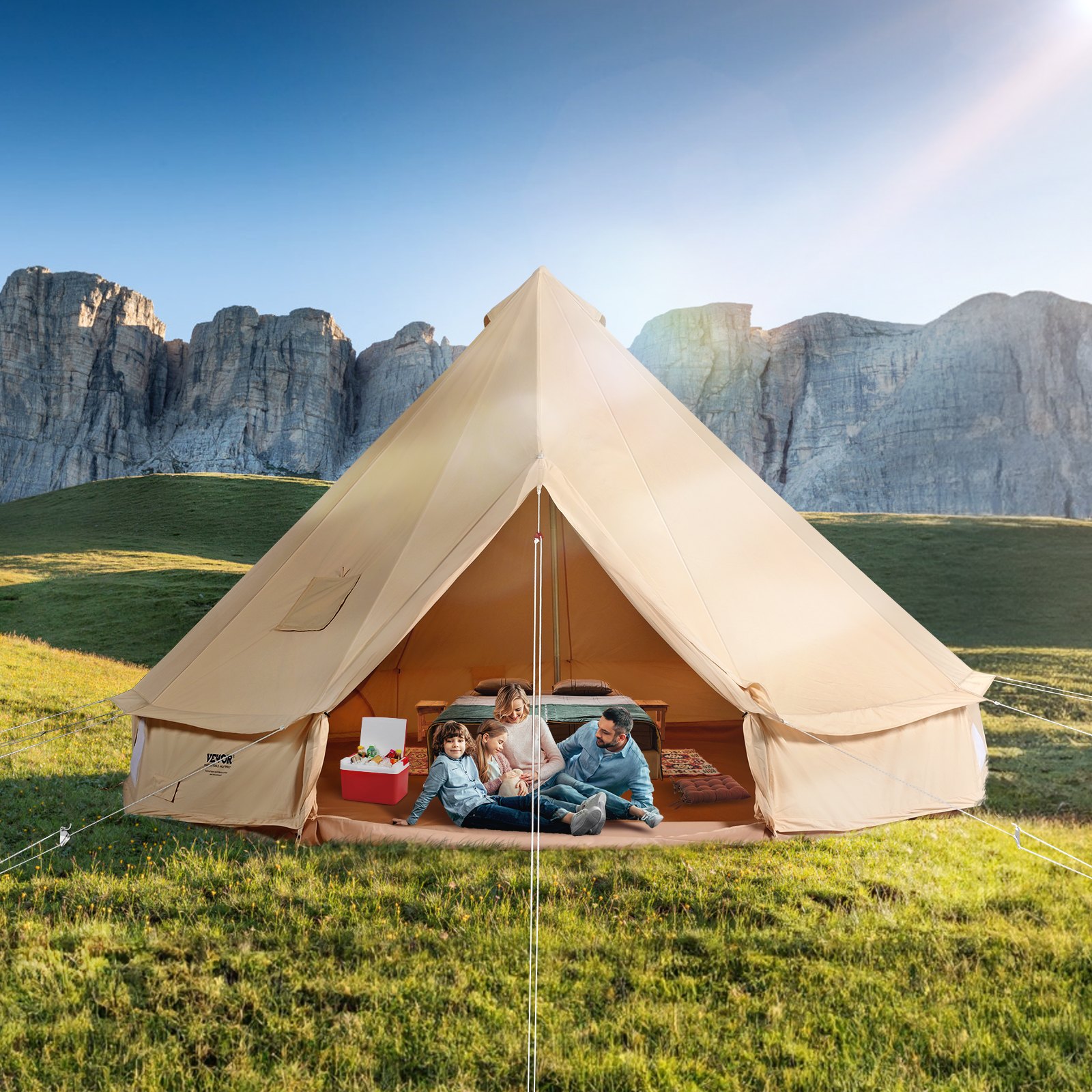 Main product image of Canvas Bell Tent, 4 Seasons, 3M (9.8ft), with Stove Jack, 4-Person
