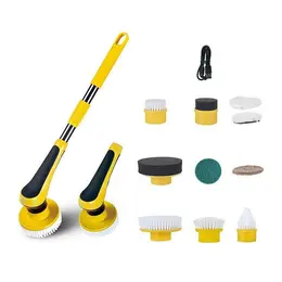 Product image of Yellow Electric Spin Scrubber with Telescopic Handle