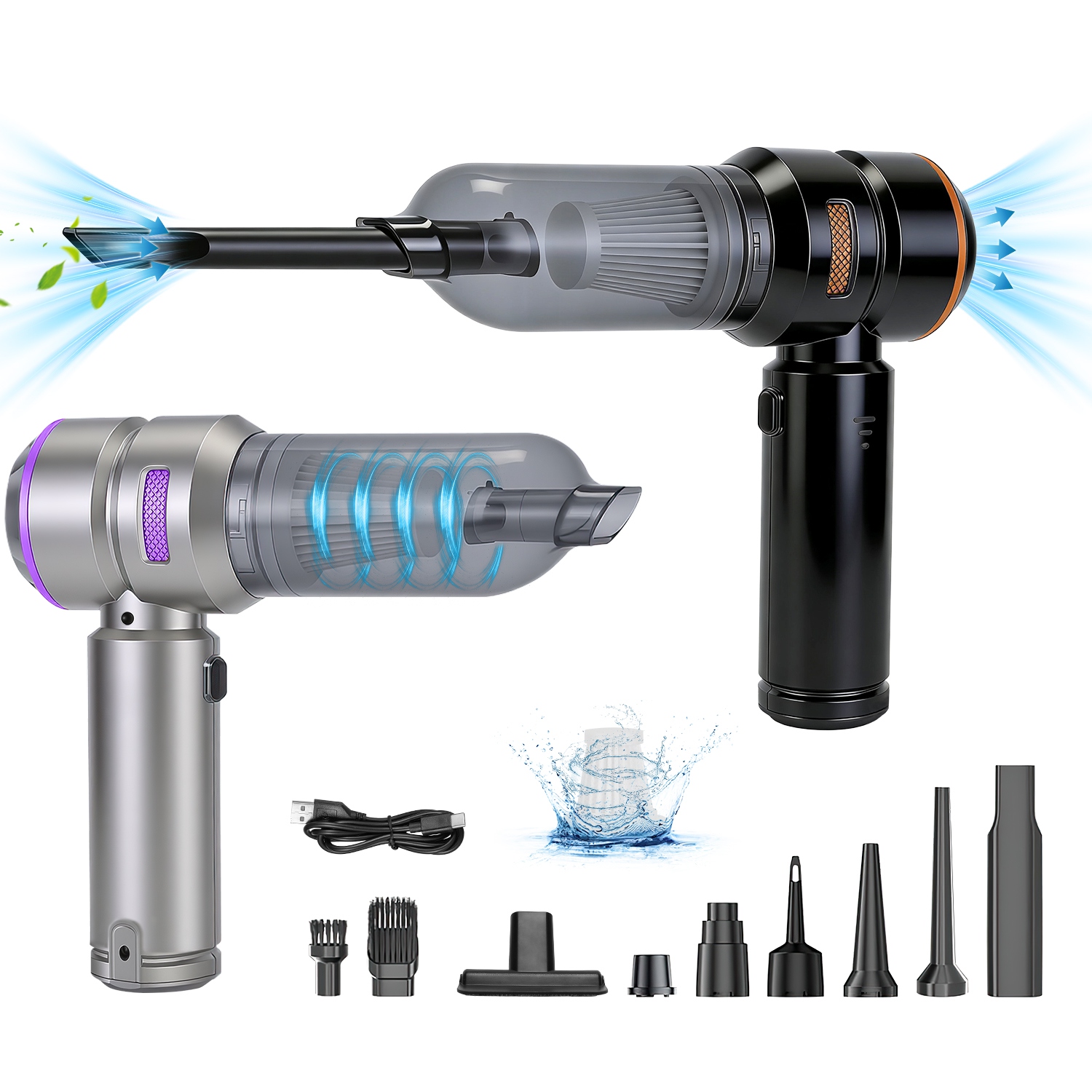 Main product image of 16000PA Handheld Cordless Vacuum, Brushless Motor, 2 Filters, 4-in-1 Air Duster