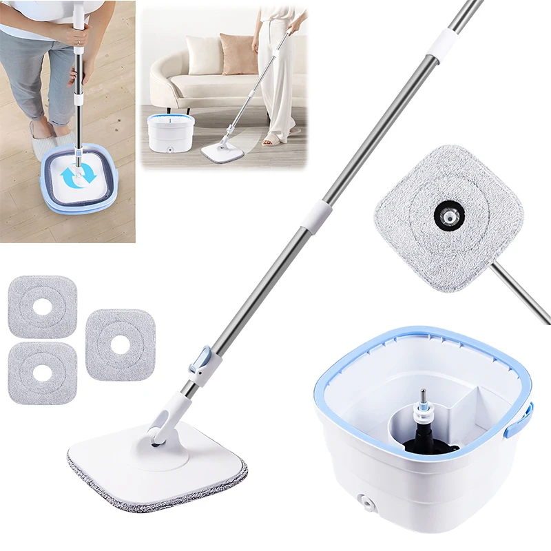 Main product image of Centrifugal Spin Mop & Bucket Set, Self-Cleaning, Wet/Dry, Adjustable Handle