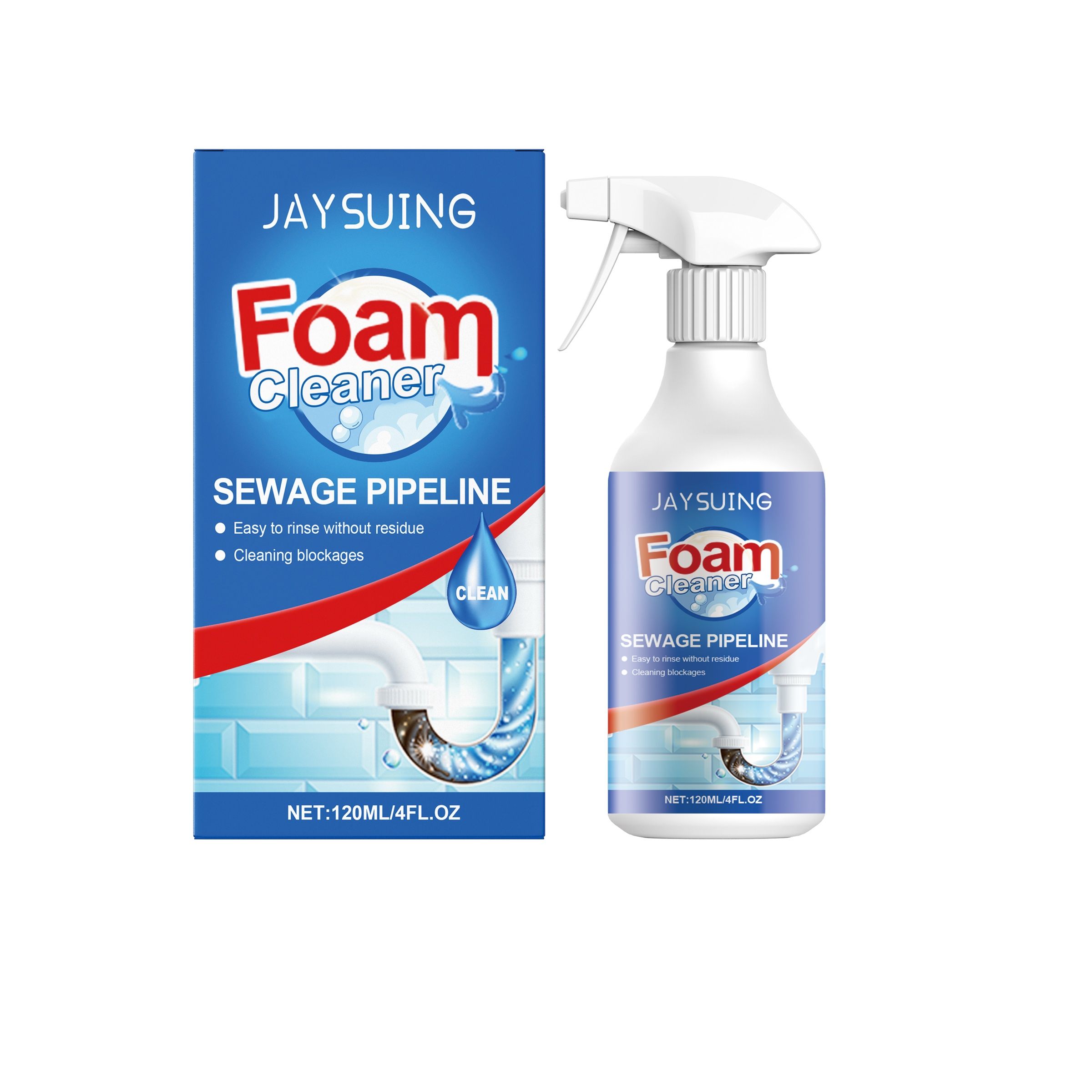 Main product image of JAYSUING Drain Pipe Foam Cleaner Spray, 120 ml Bottle
