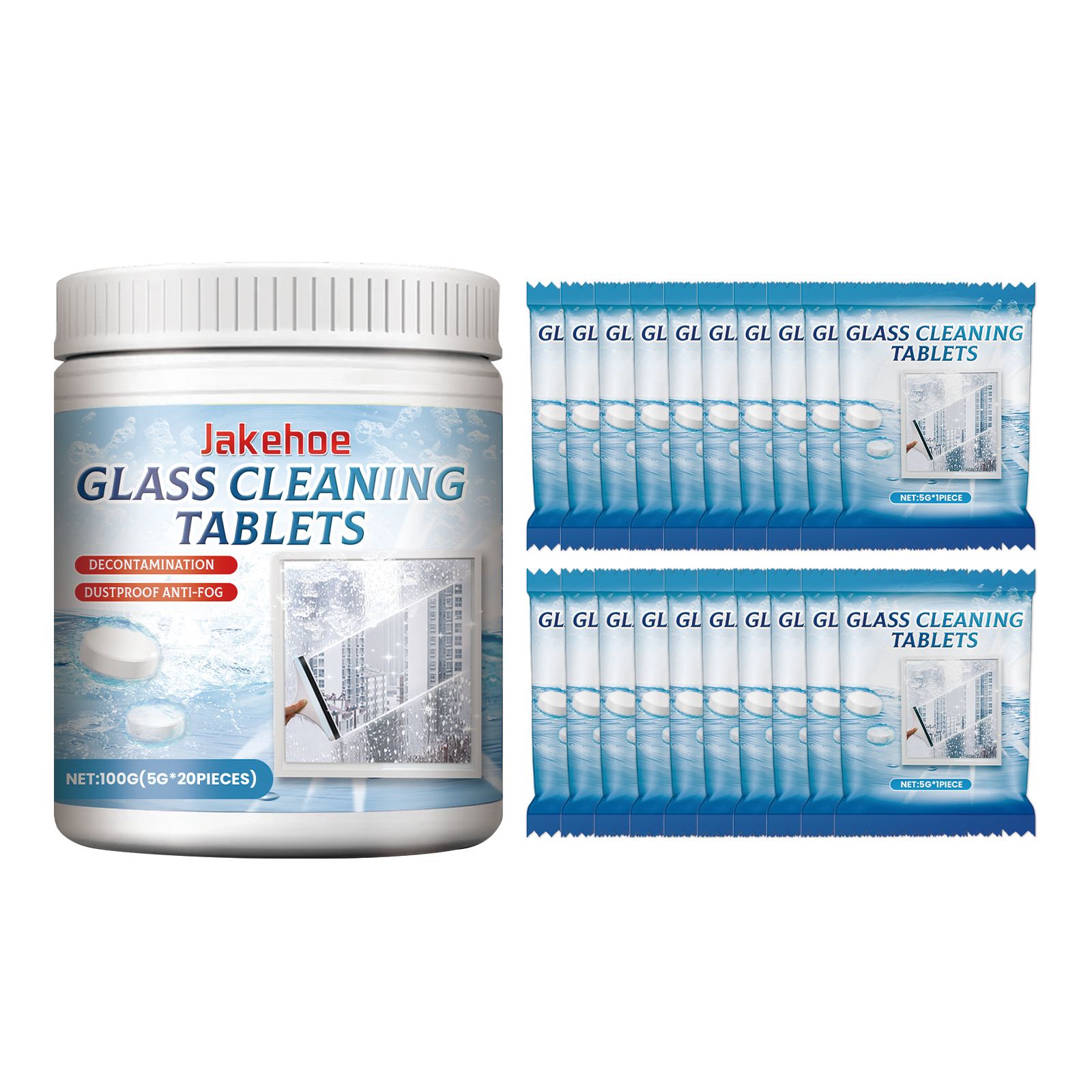 Main product image of JAKEHOE Glass Cleaning Tablets for Professional Use, 100 g
