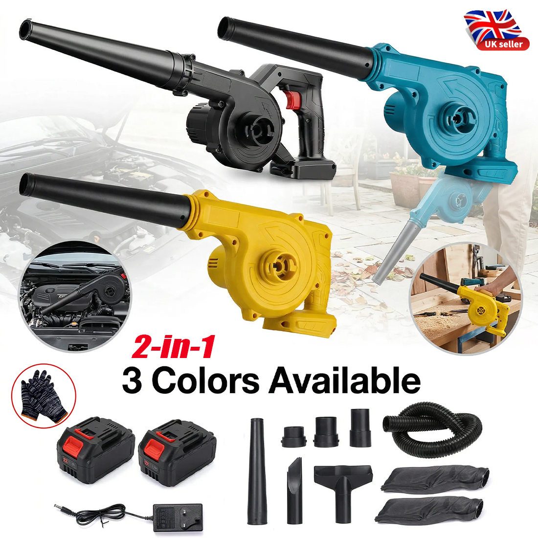 Main product image of 48V Cordless Blower Vacuum, Leaf Dust Snow Suction, 2 Batteries