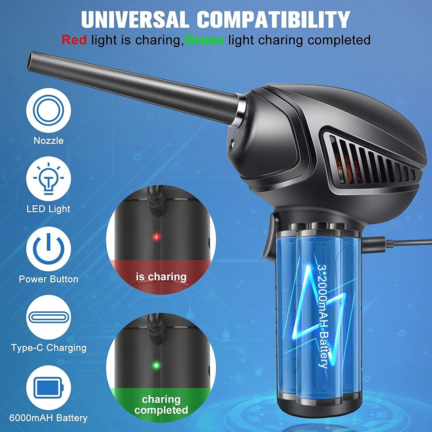 Main product image of Cordless Electric Air Duster Blower for Electronics and General Cleaning