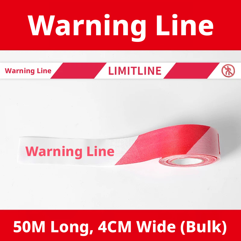Main product image of Red and White Striped Safety Warning Tape, 50m Roll