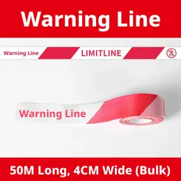 Product image of Red and White Striped Safety Warning Tape, 50m Roll