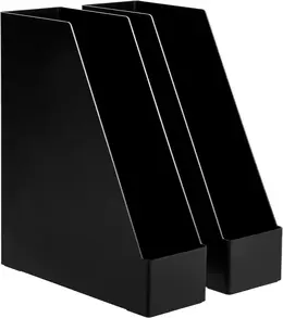 Product image of Plastic Vertical Magazine & File Holder Desk Organizer, Black, 2 Units