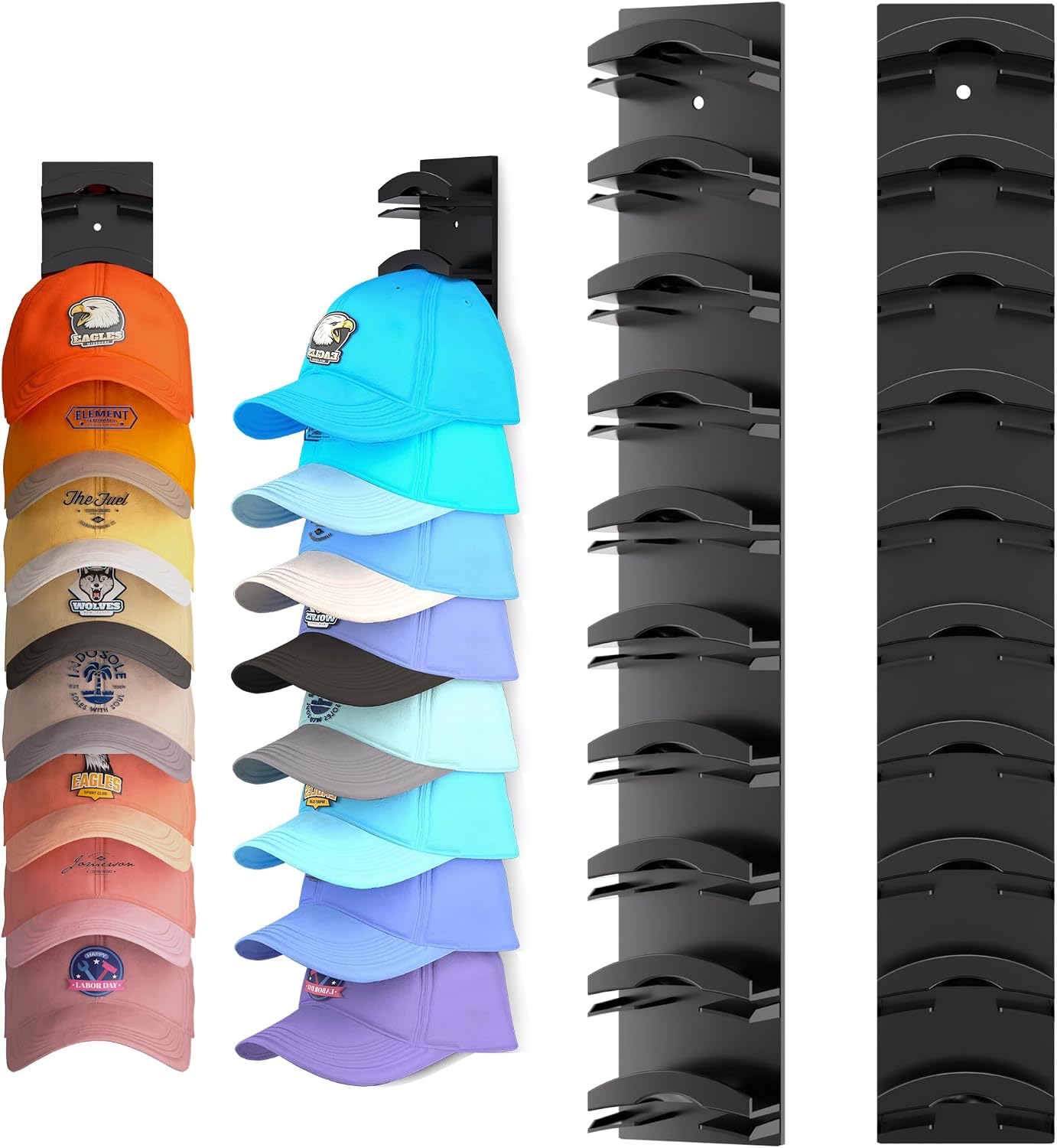 Main product image of 2-Pack Adhesive Wall Mount Baseball Cap Organizer, Holds Up To 20 Caps