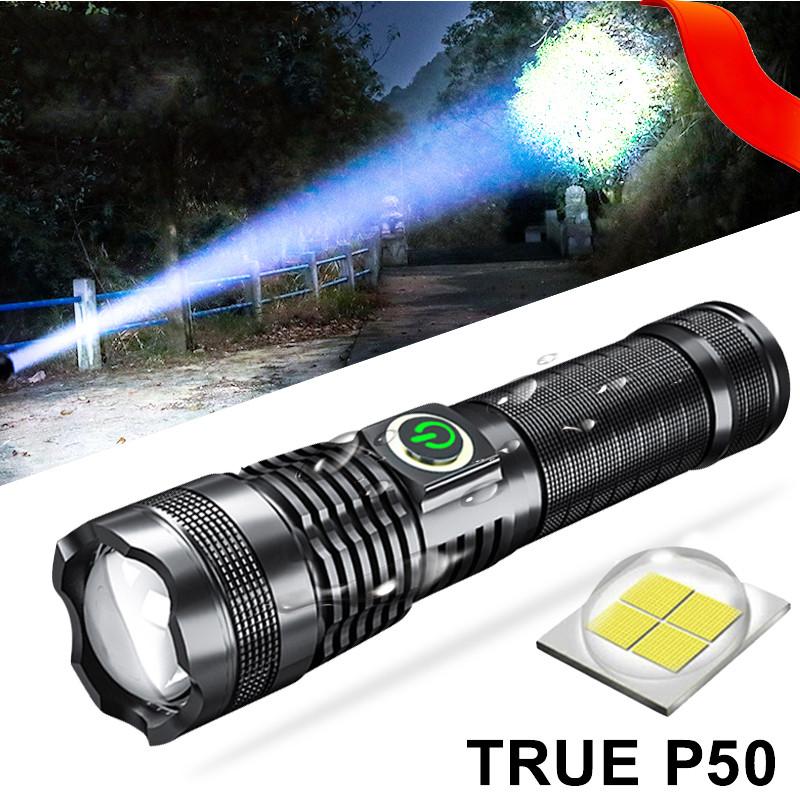 Main product image of P50 USB Rechargeable Zoom Flashlight with Battery Display