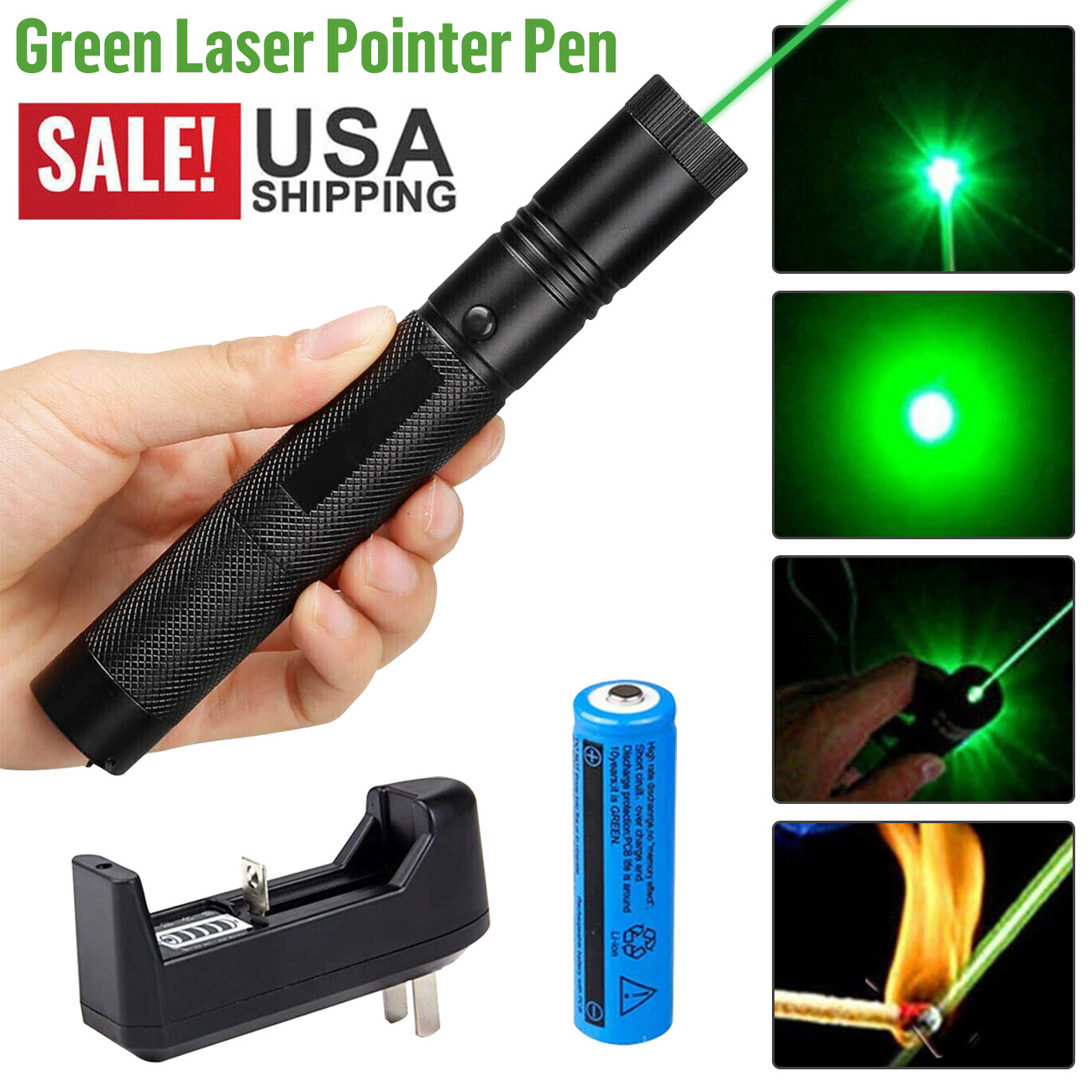 Main product image of Green Laser Pointer Pen, 532nm, USB Rechargeable