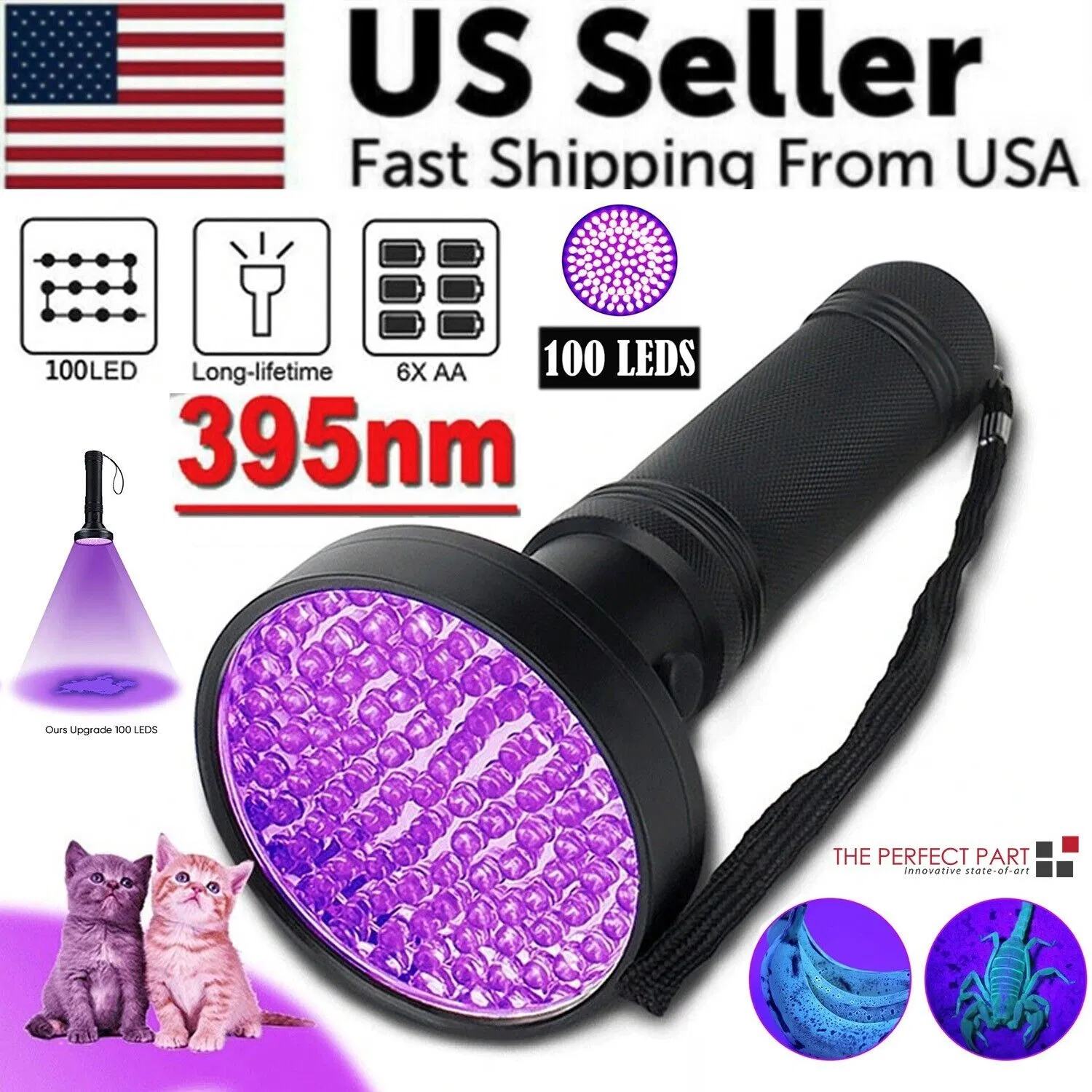 Main product image of UV LED Flashlight, 395nM Ultraviolet Inspection Lamp
