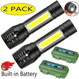 Product image of Mini LED COB Rechargeable Flashlight, Zoomable, 3 Modes, Waterproof